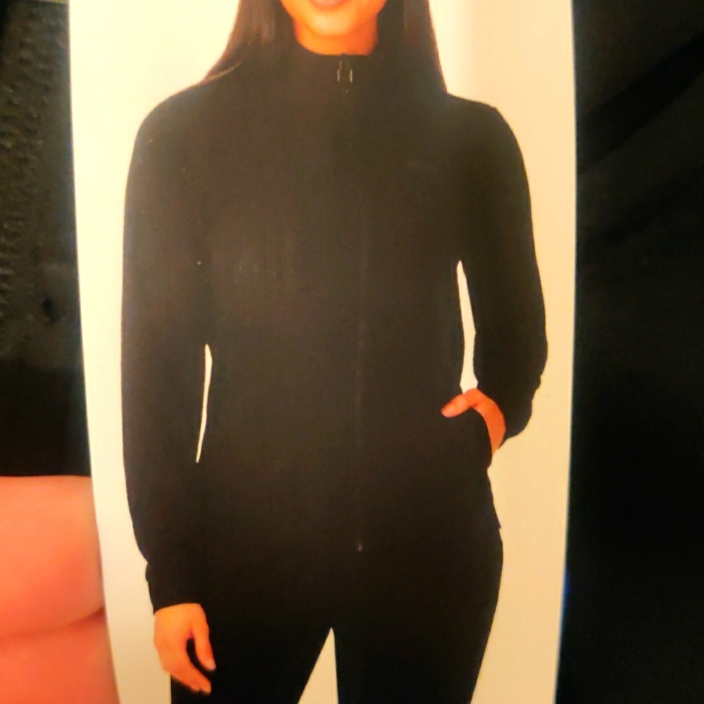 New! Fila black front zipper closure long sleeves sz L sweater